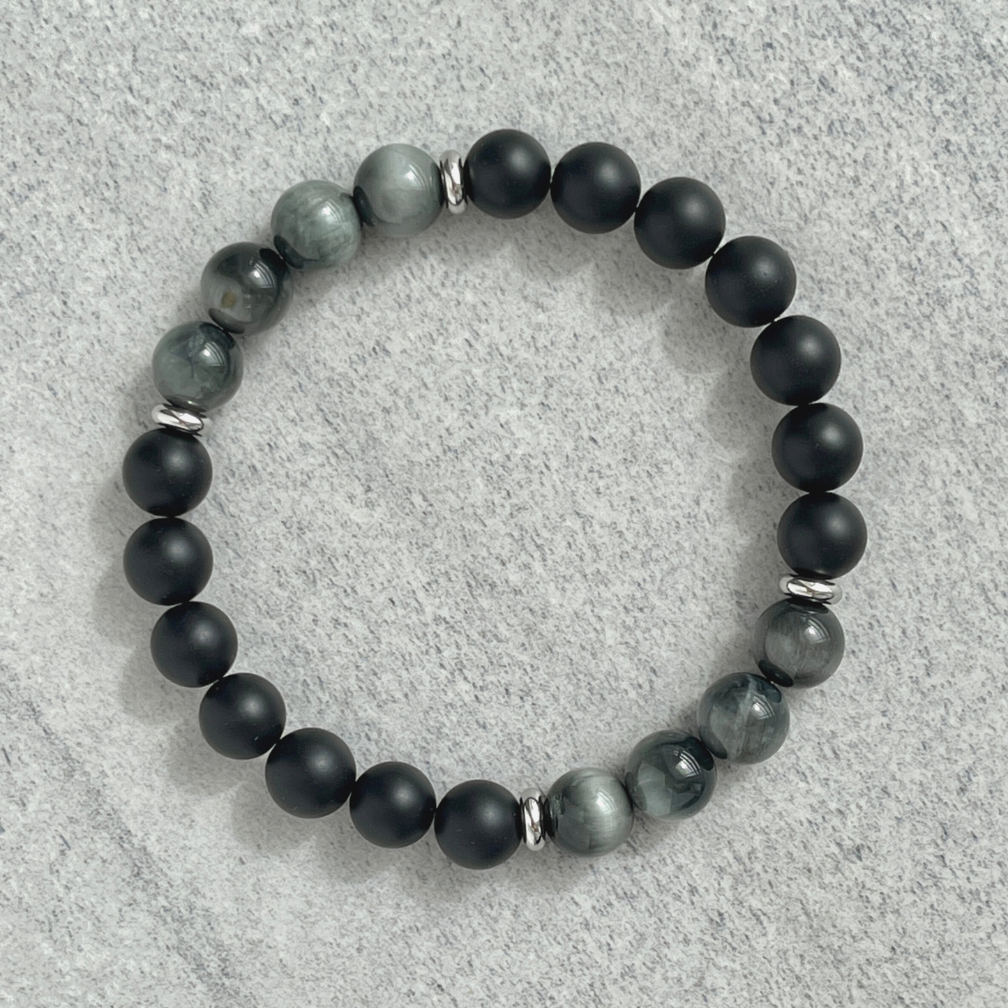 Matte Onyx and Chrysoberyl Stretch Bracelet