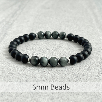 Matte Onyx and Chrysoberyl Stretch Bracelet