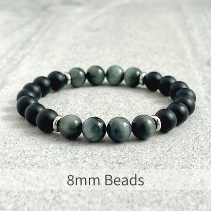 Matte Onyx and Chrysoberyl Stretch Bracelet