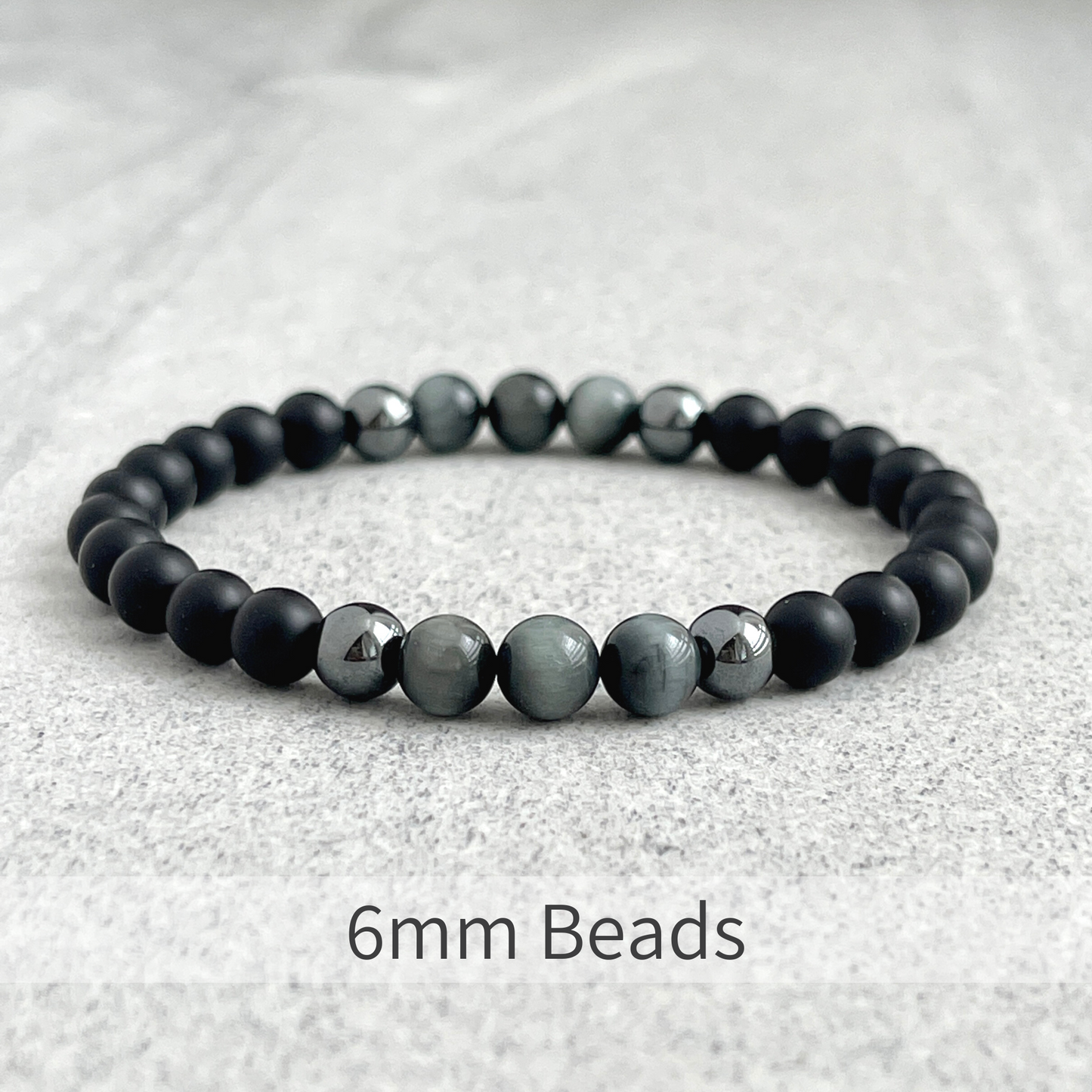 Matte Onyx, Hematite and Chrysoberyl Beaded Bracelet