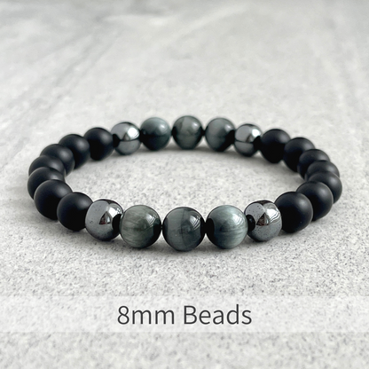 Matte Onyx, Hematite and Chrysoberyl Beaded Bracelet