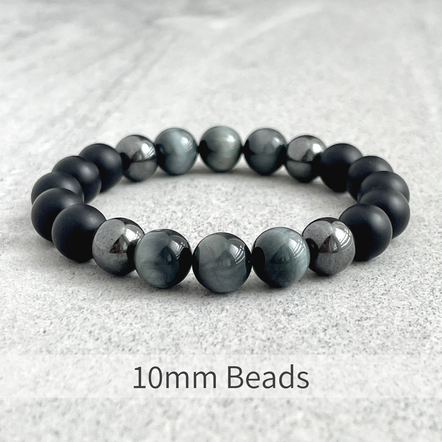 Matte Onyx, Hematite and Chrysoberyl Beaded Bracelet