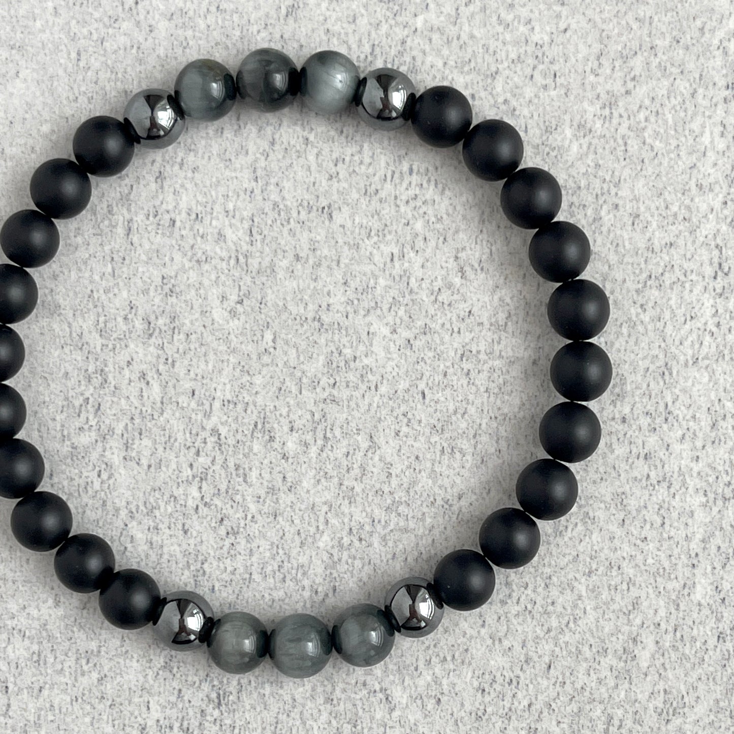 Matte Onyx, Hematite and Chrysoberyl Beaded Bracelet