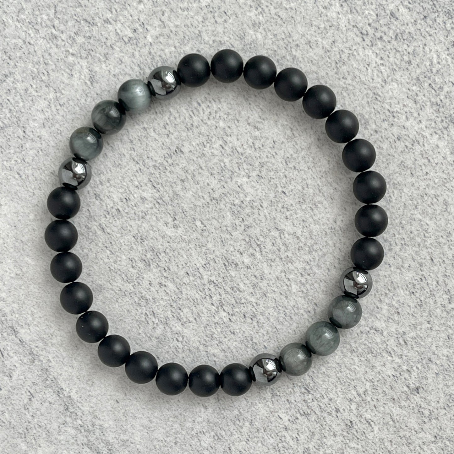 Matte Onyx, Hematite and Chrysoberyl Beaded Bracelet