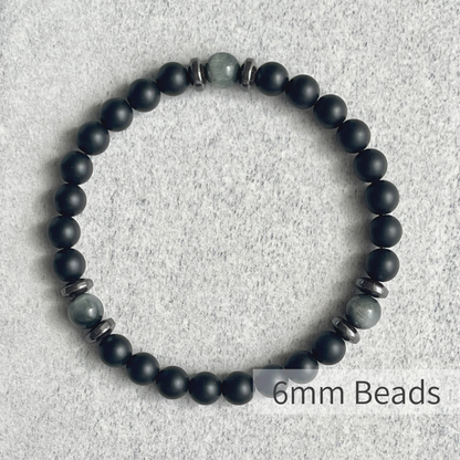 Matte Onyx, Chrysoberyl, with Hematite Bracelet