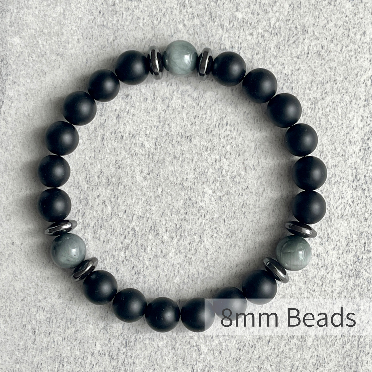 Matte Onyx, Chrysoberyl, with Hematite Bracelet