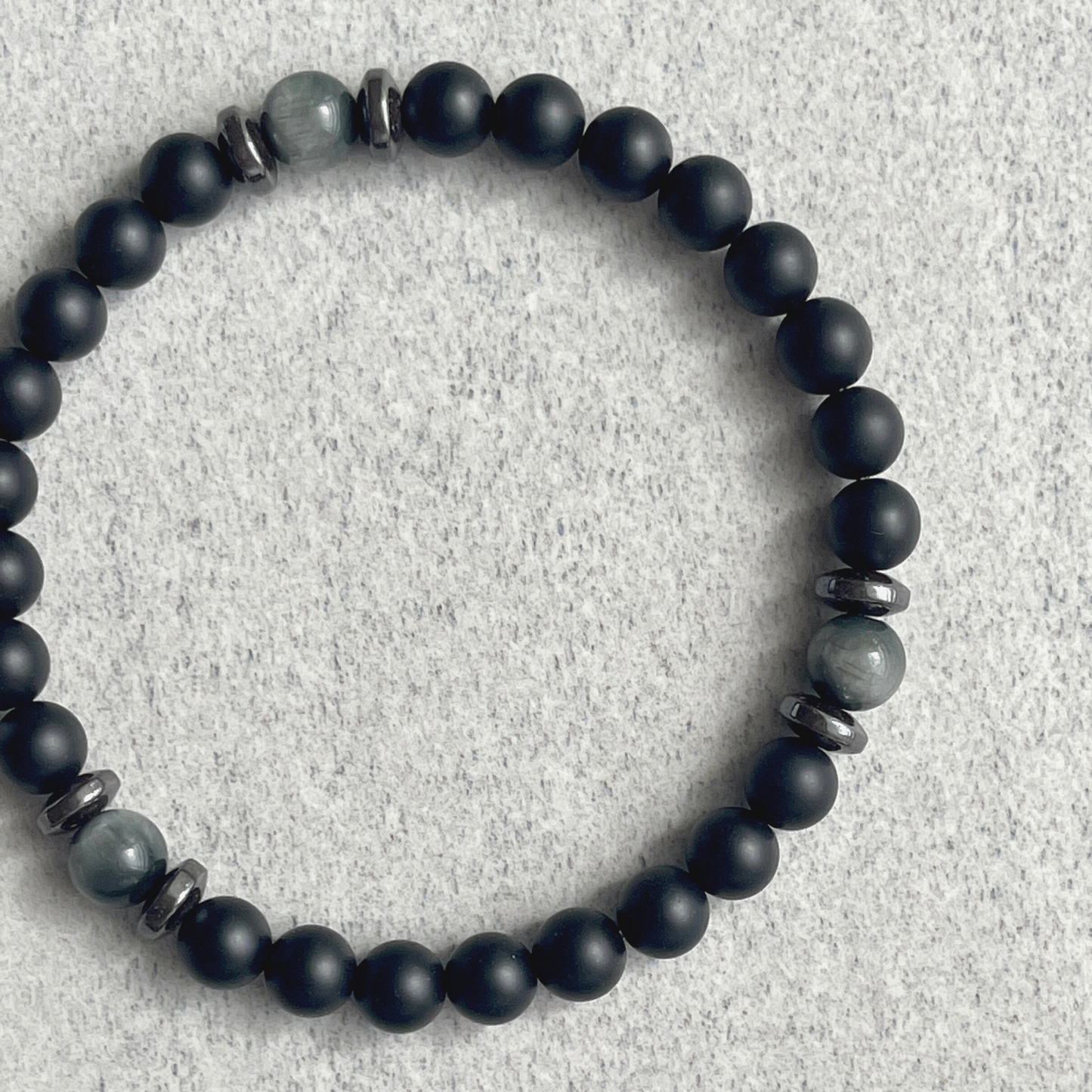 Matte Onyx, Chrysoberyl, with Hematite Bracelet