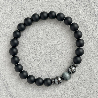 Matte Onyx with Chrysoberyl and Hematite