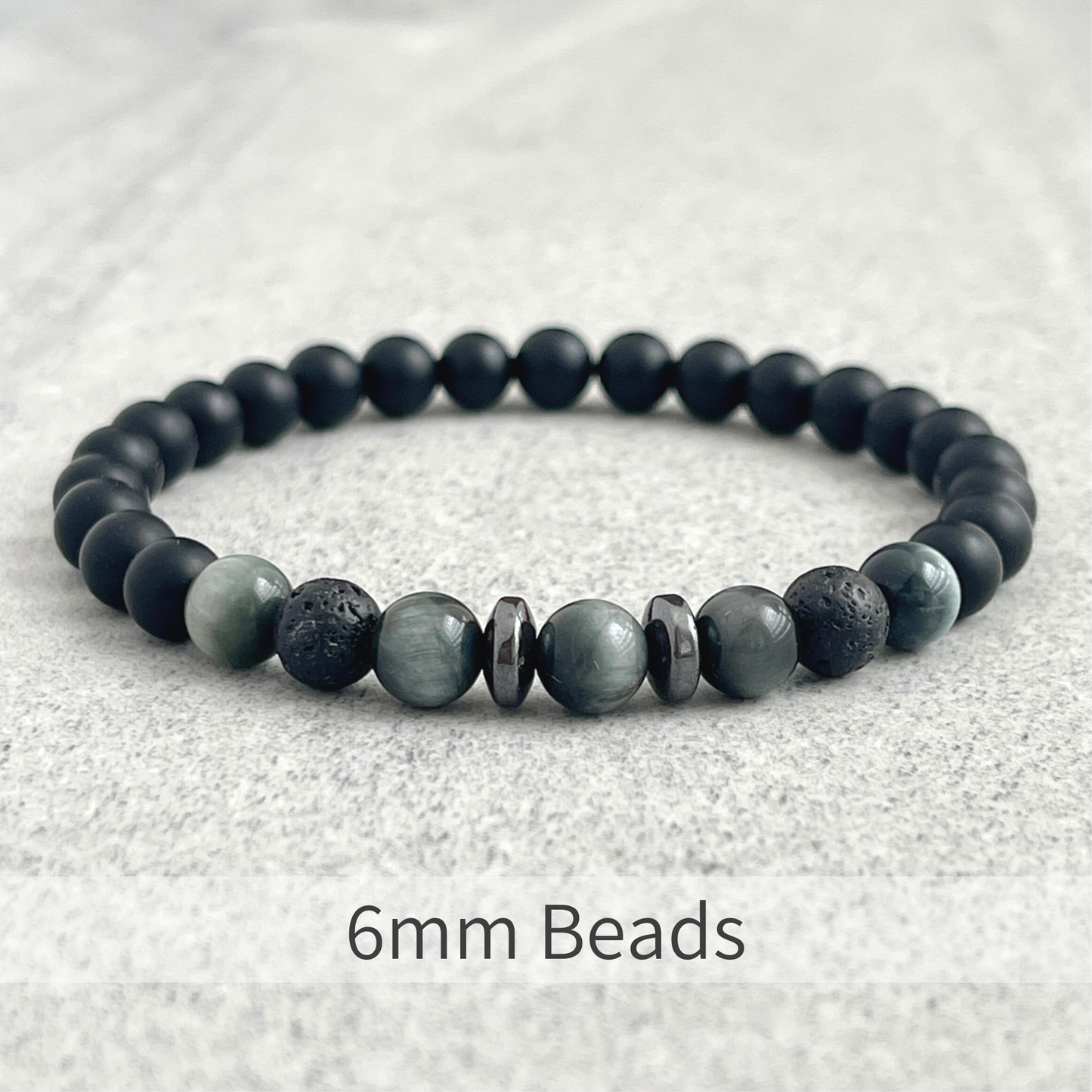 Matte Onyx, Chrysoberyl, Black Lava with Hematite Bracelet