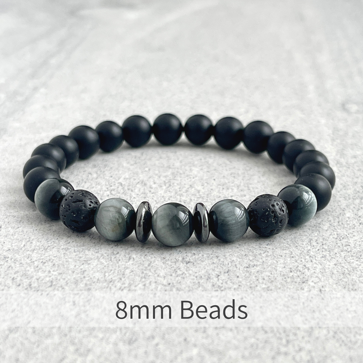 Matte Onyx, Chrysoberyl, Black Lava with Hematite Bracelet