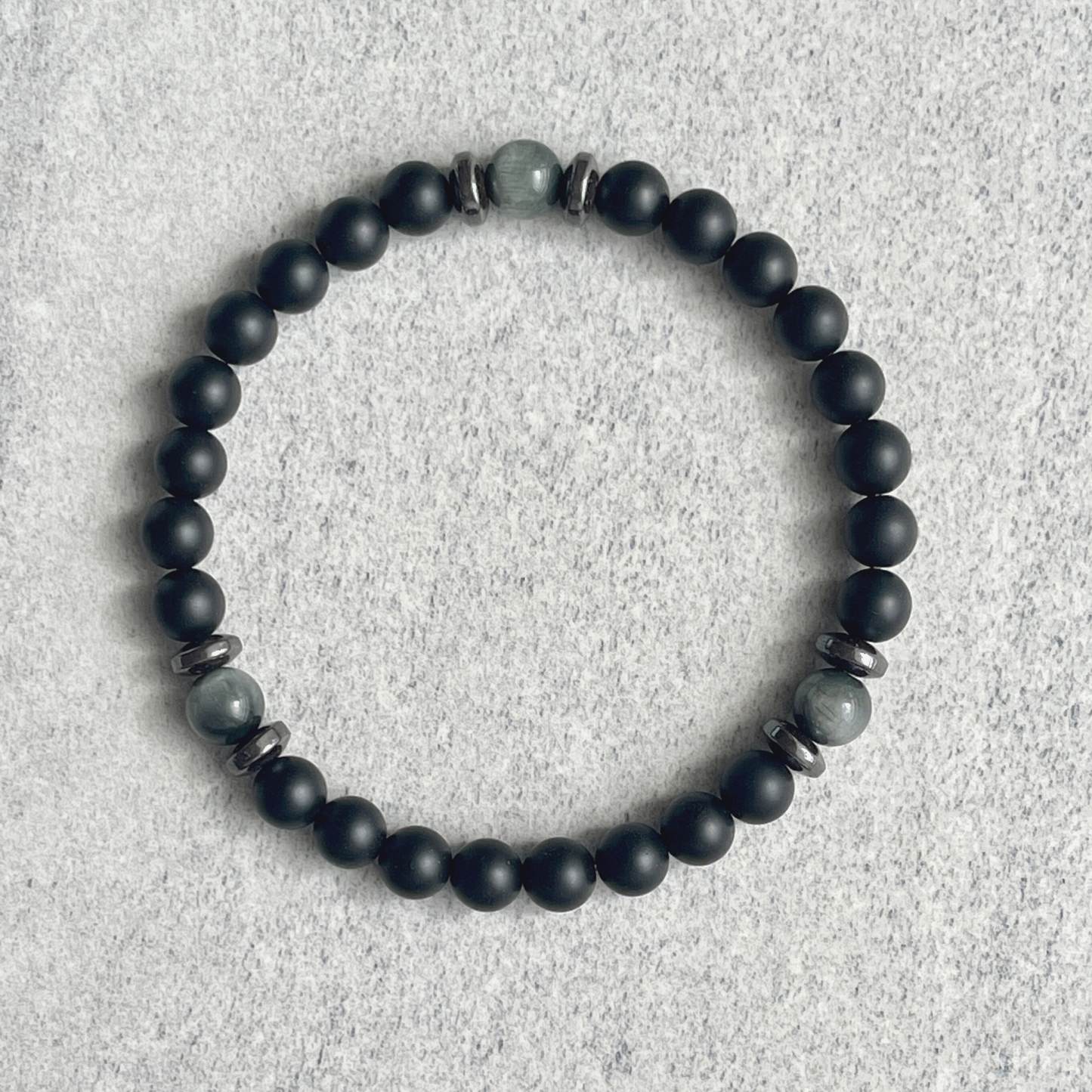 matte onyx and chrysoberyl beaded bracelet for men