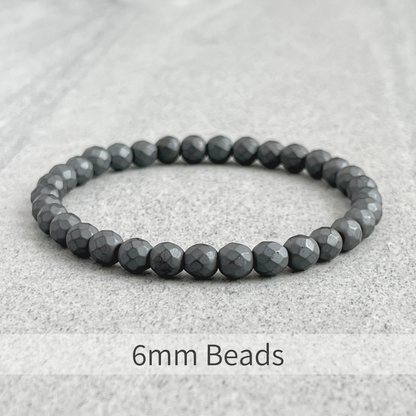 Faceted Matte Hematite Beaded Bracelet with High-Quality Beads