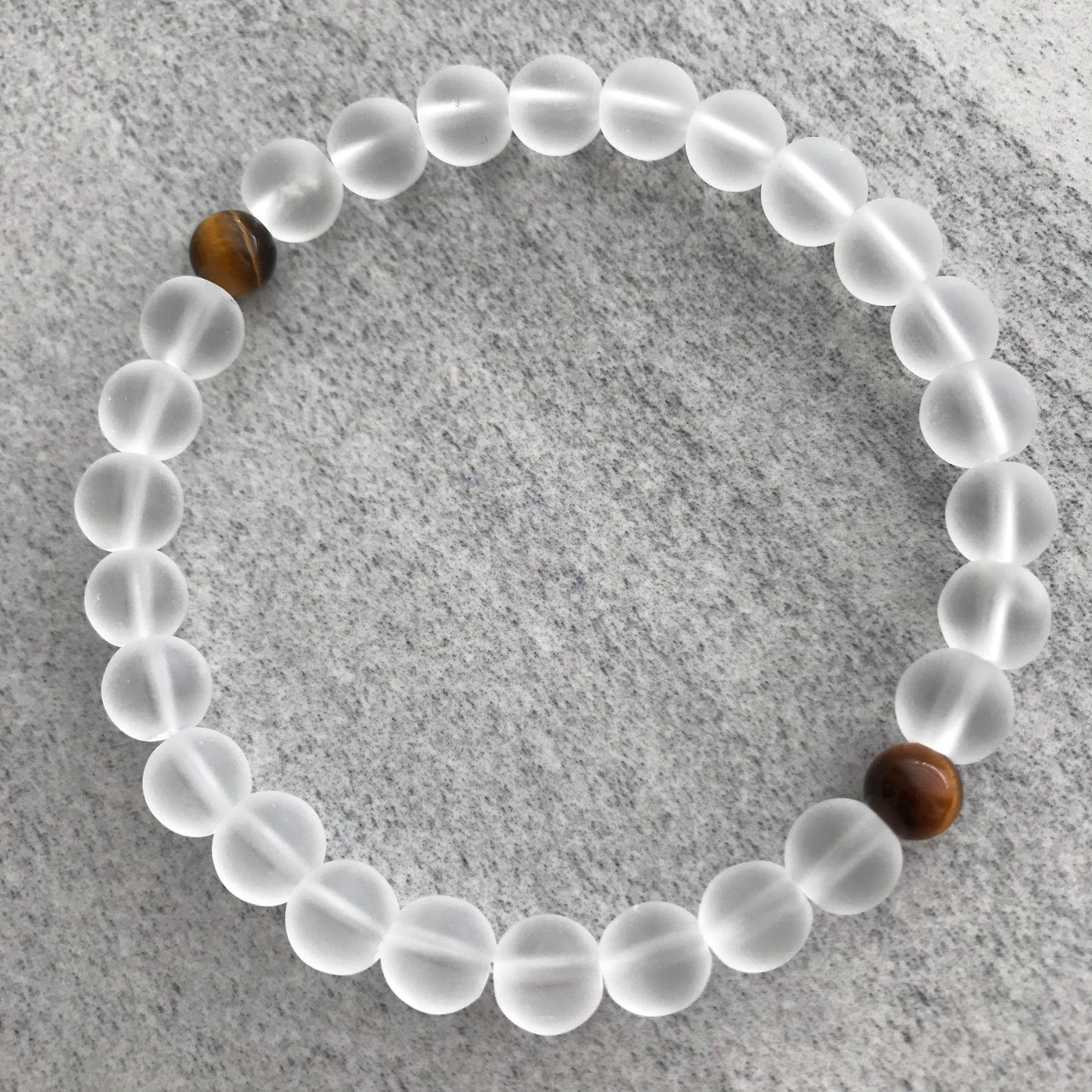 frosted quartz with yellow tiger eye beaded bracelet for men