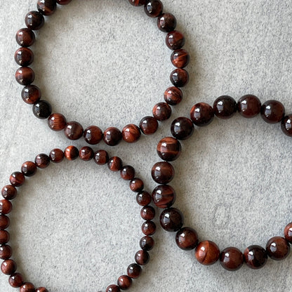 modern red tiger eye beaded stretch bracelet