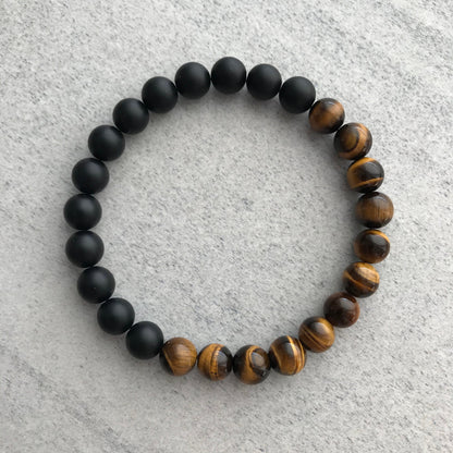 matte onyx and yellow tiger eye beaded bracelet for men