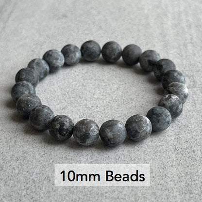 Matte Black Labradorite/Larvikite Beaded Bracelet