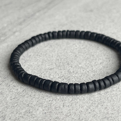 Black Coconut Wood Beaded Bracelet