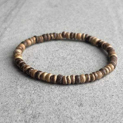 Light Brown Coconut Wood Beaded Bracelet