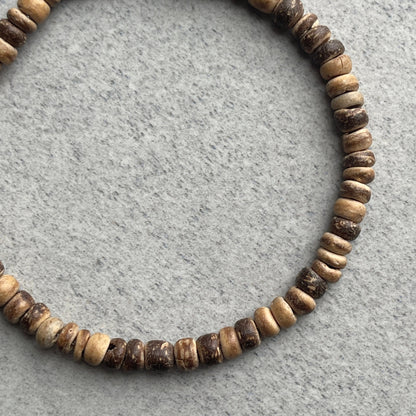 Light Brown Coconut Wood Beaded Bracelet