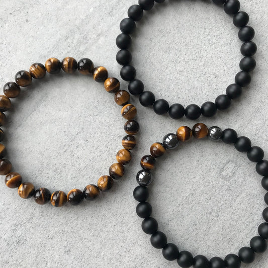 triple beaded bracelet for men