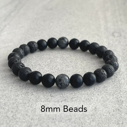 Black Lava, Matte Onyx and Larvikite Bracelet