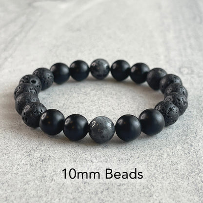 Black Lava, Matte Onyx and Larvikite Bracelet