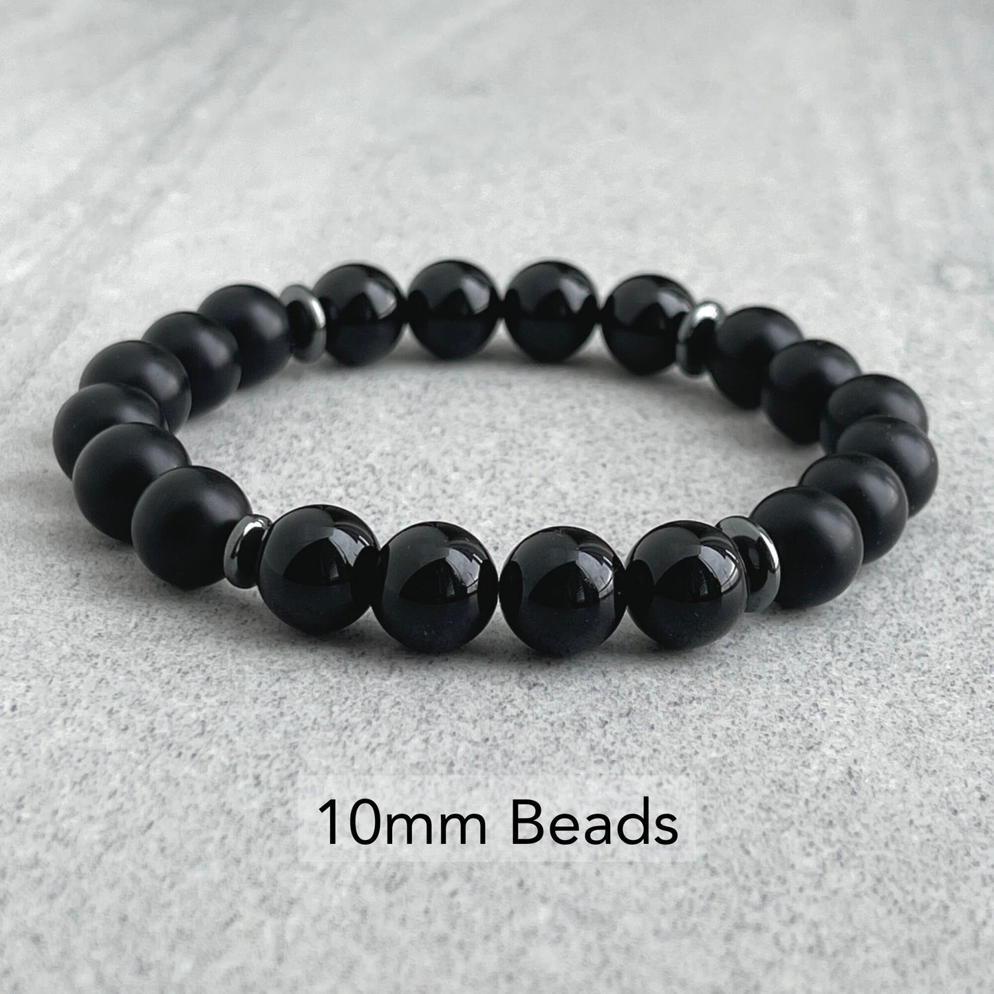 Onyx and Black Hematite Beaded Bracelet