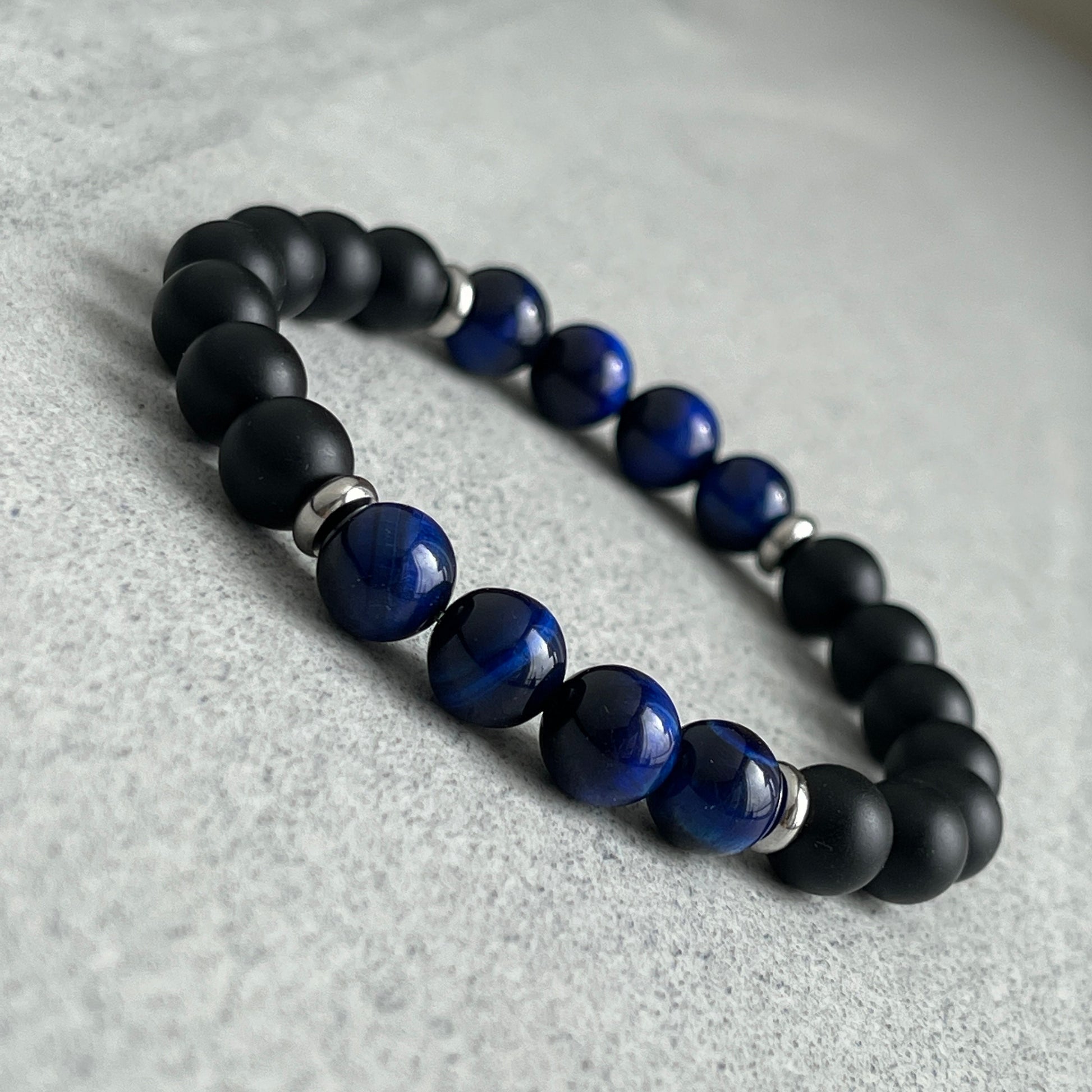 Casual Blue Tiger Eye Stretch Bracelet for a laid-back look