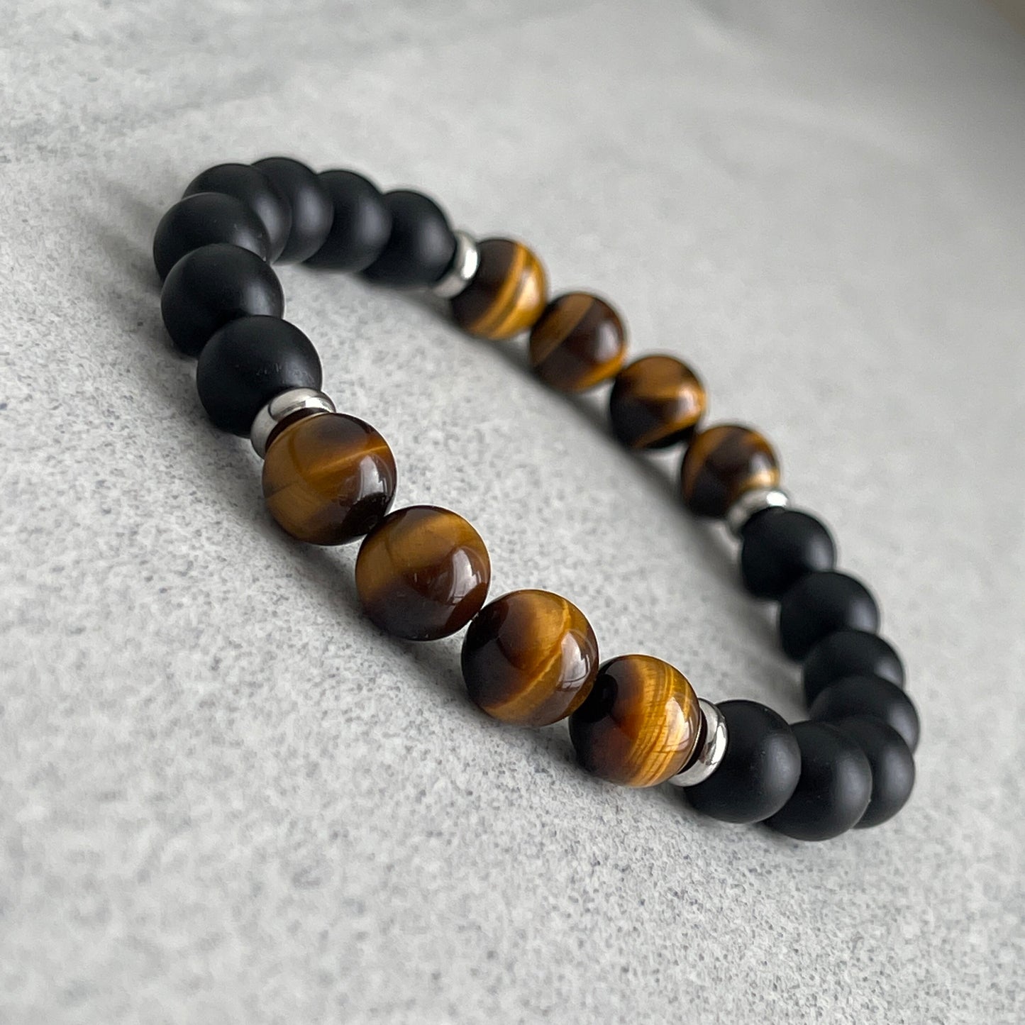 Yellow Tiger Eye Stretch Bracelet with Natural Beads