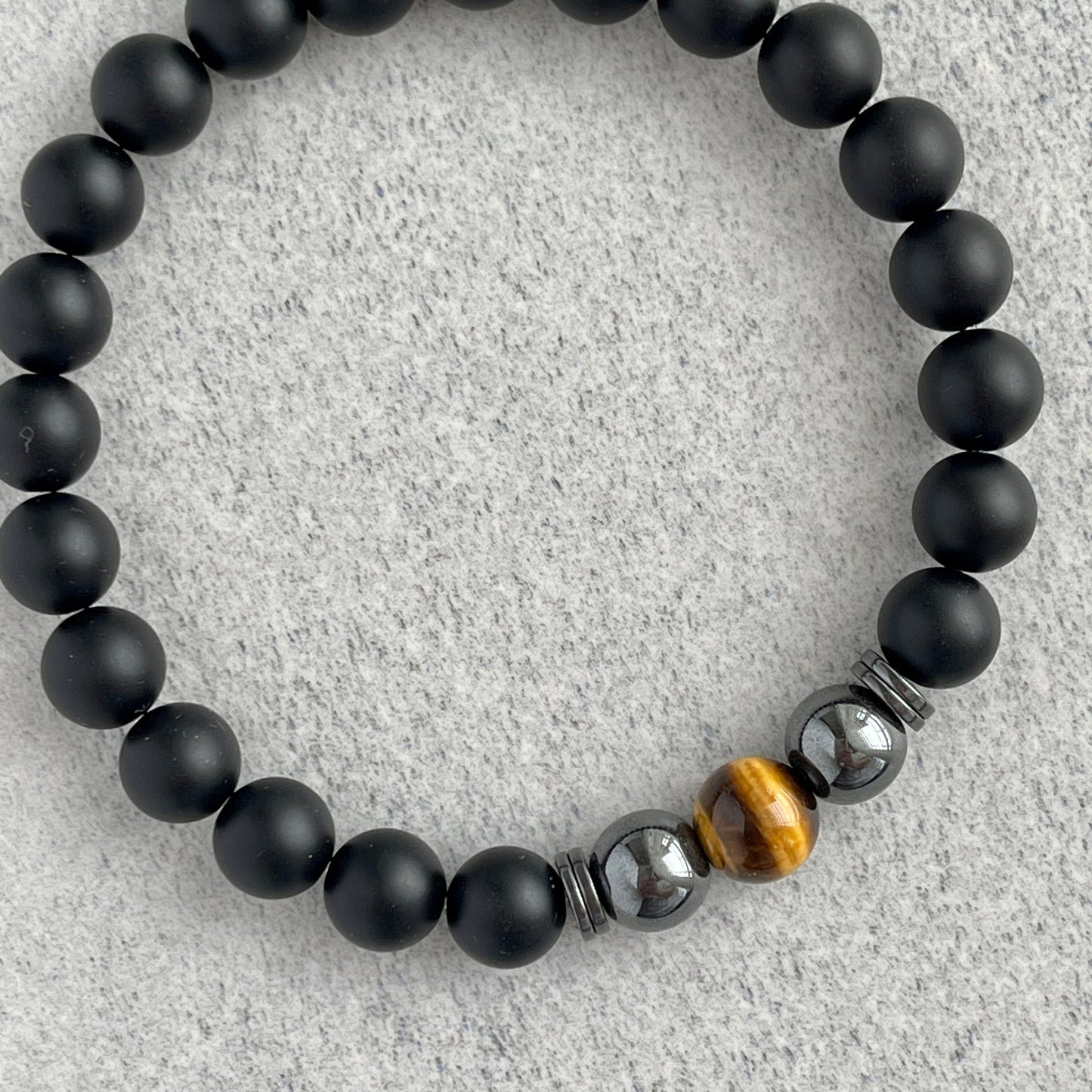 Matte Onyx with Yellow Tiger Eye and Hematite