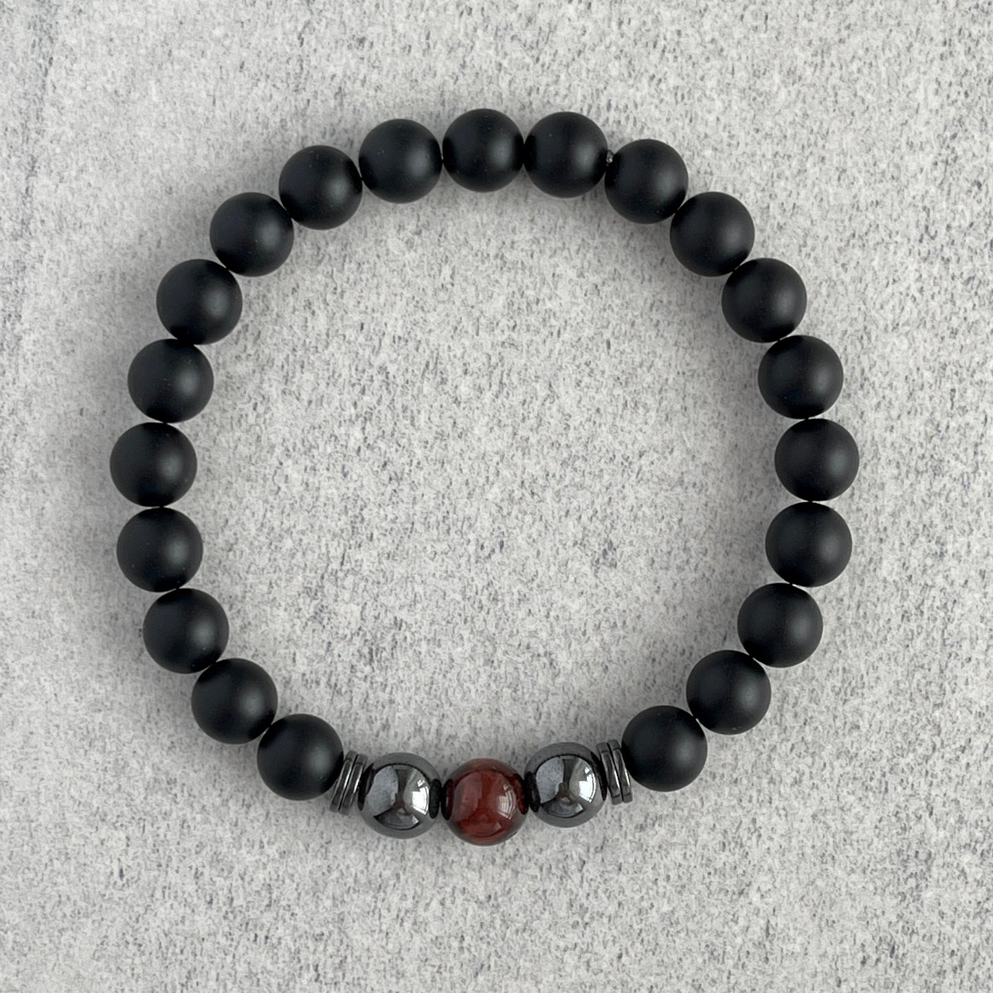 Matte Onyx with Red Tiger Eye and Hematite