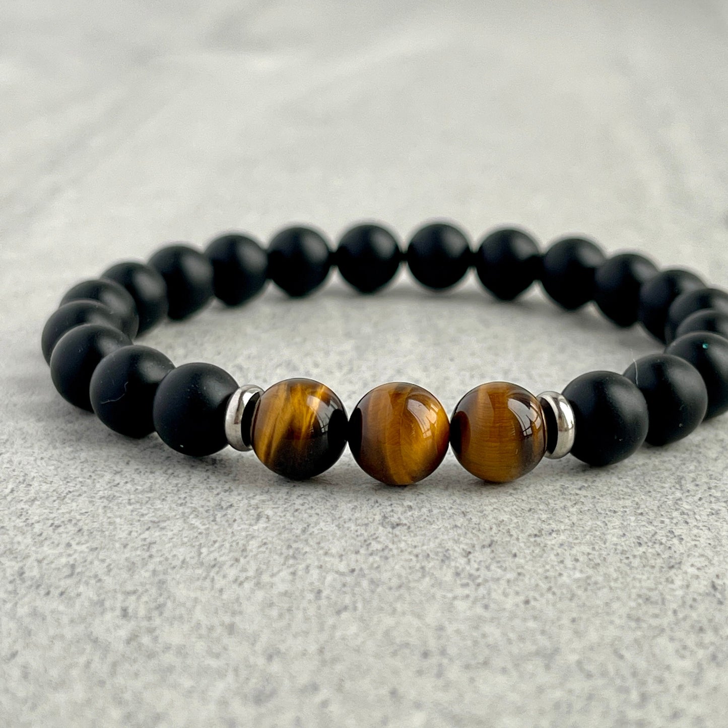 matte onyx and yellow tiger eye beaded bracelet for men