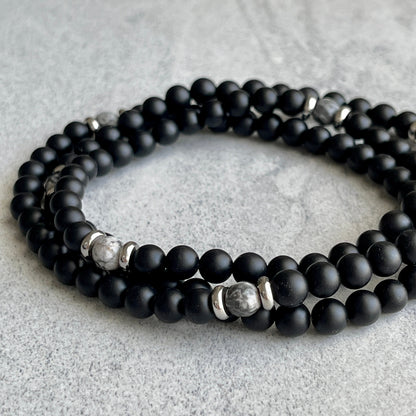 Unique Matte Onyx Beaded Necklace