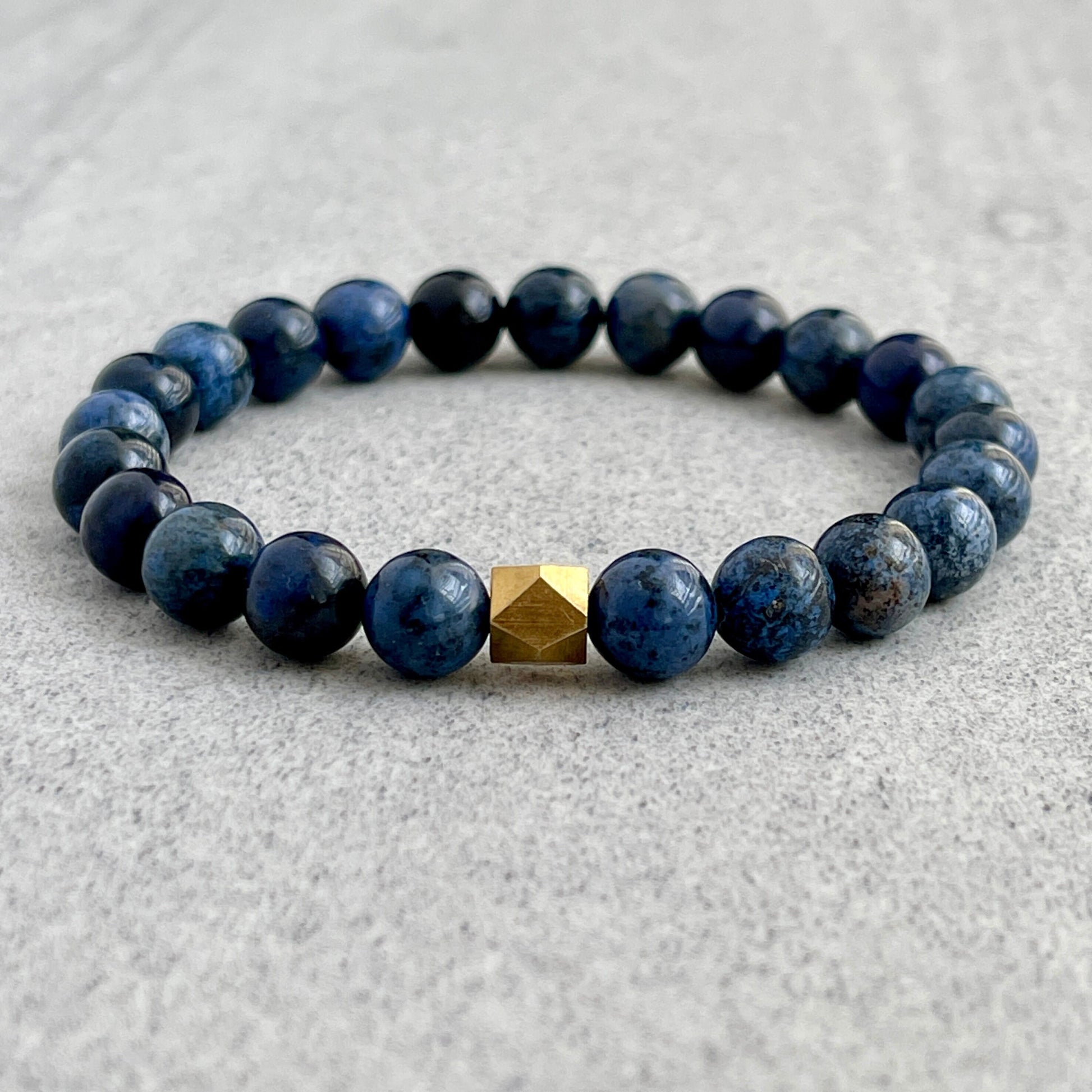 dumortierite beaded bracelet for men