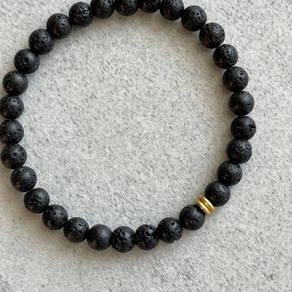 Black Lava with Brass Accent Bead