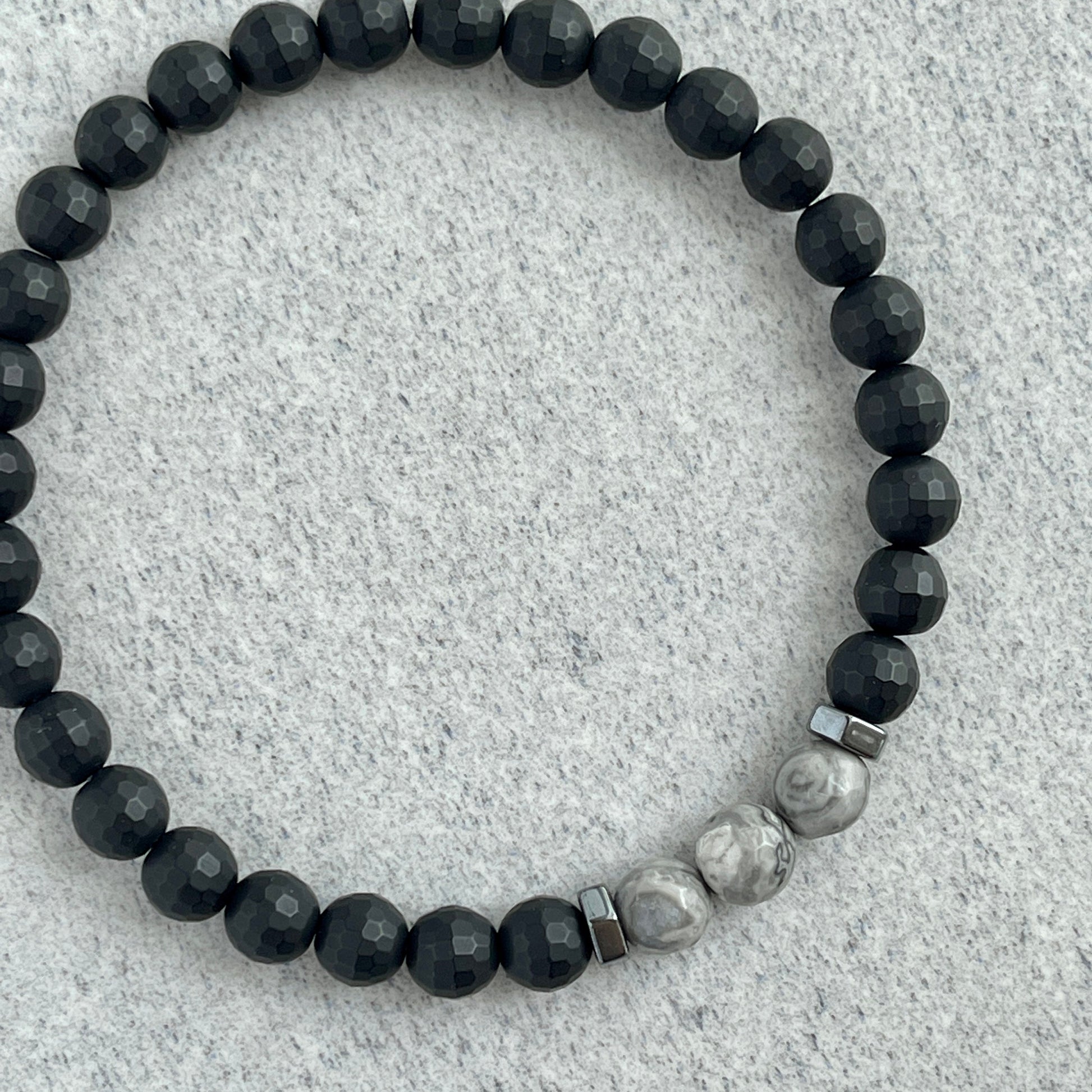 Faceted Matte Onyx beaded bracelet for formal occasions