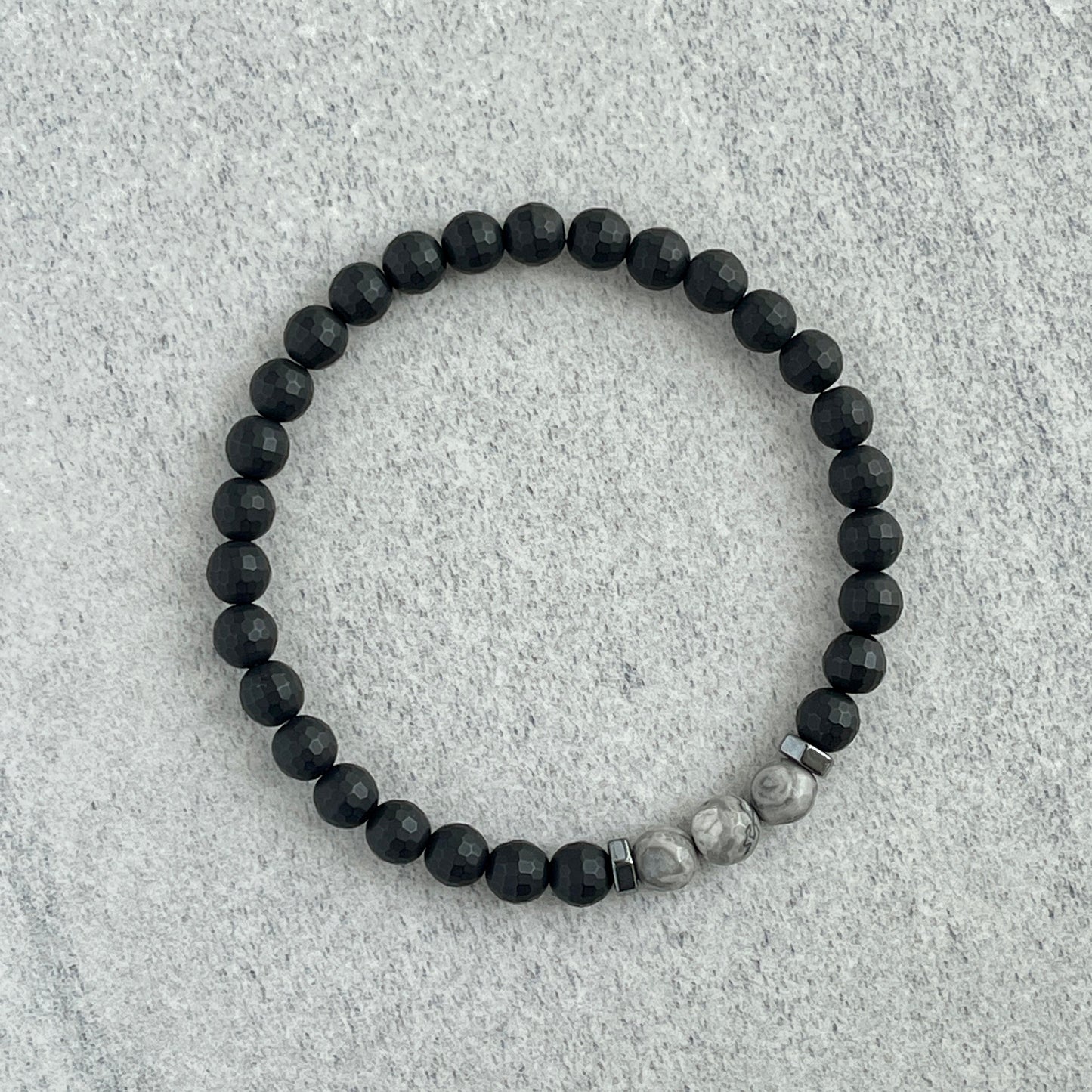 Unisex Faceted Matte Onyx bracelet for everyday wear