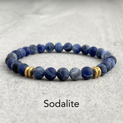 Black Lava Bracelet with Brass Rondelles