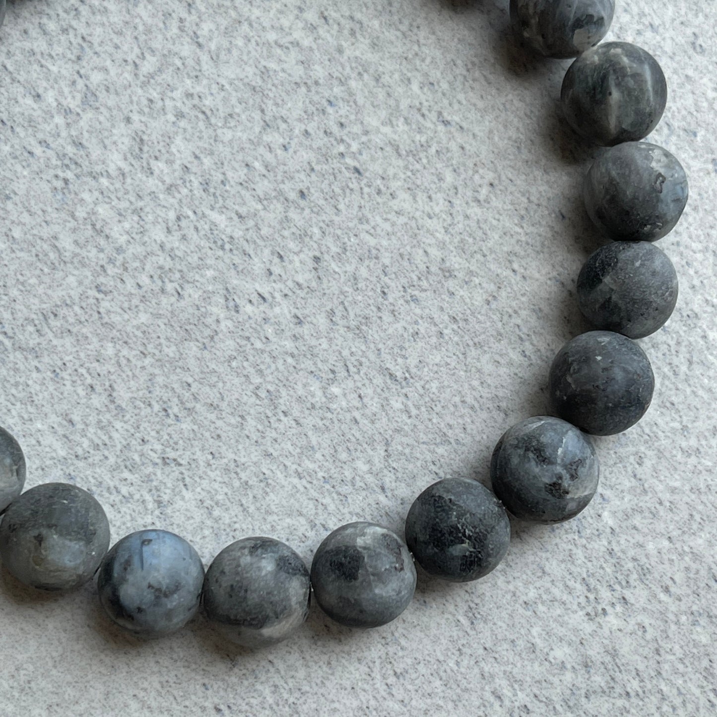 Matte Black Labradorite/Larvikite Beaded Bracelet