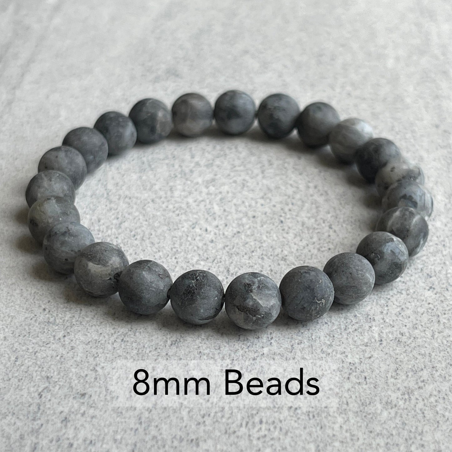 Matte Black Labradorite/Larvikite Beaded Bracelet