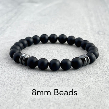 Matte Onyx Beaded Bracelet with Black Hematite