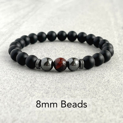 Matte Onyx with Red Tiger Eye and Hematite