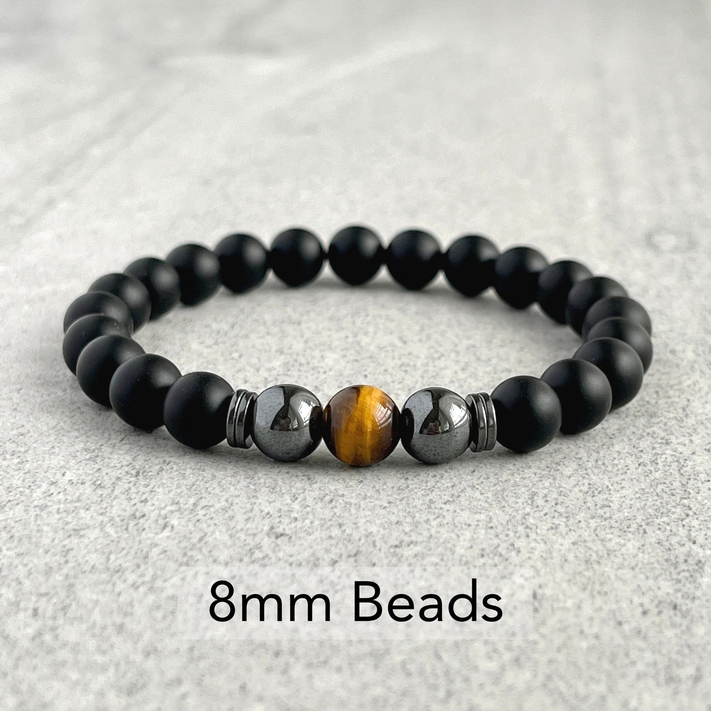 Matte Onyx with Yellow Tiger Eye and Hematite