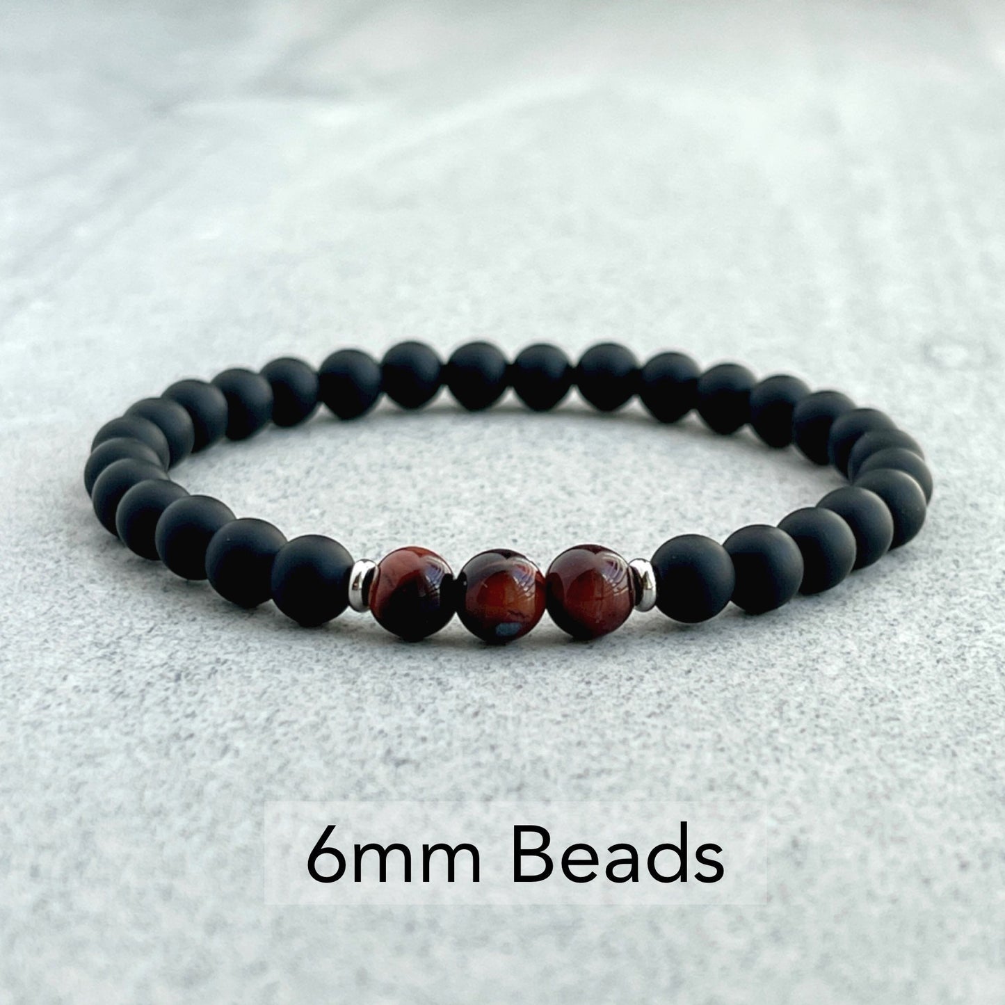 Matte Onyx and Tri-Red Tiger Eye Bracelet