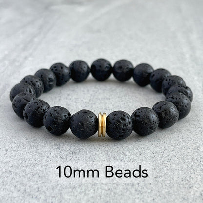 Black Lava with Brass Accent Bead