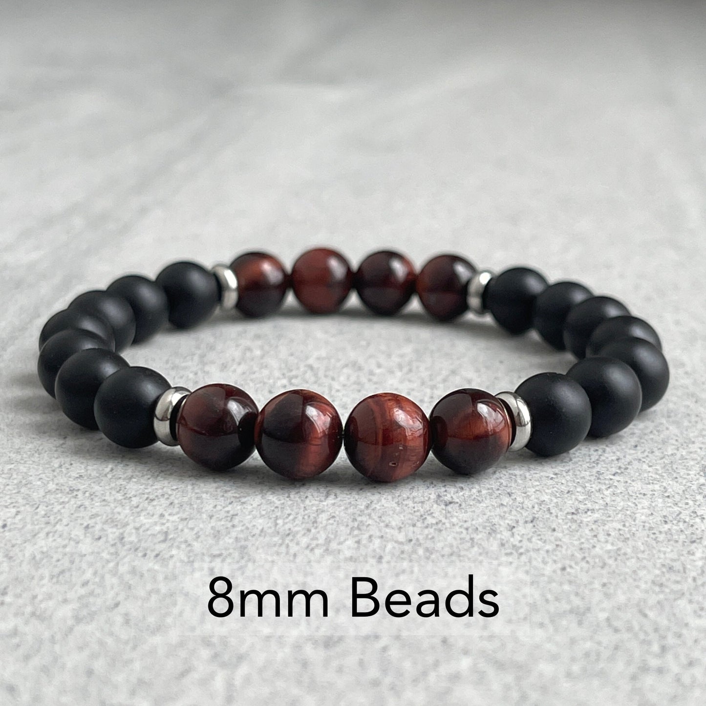 Matte Onyx and Red Tiger Eye Bracelet