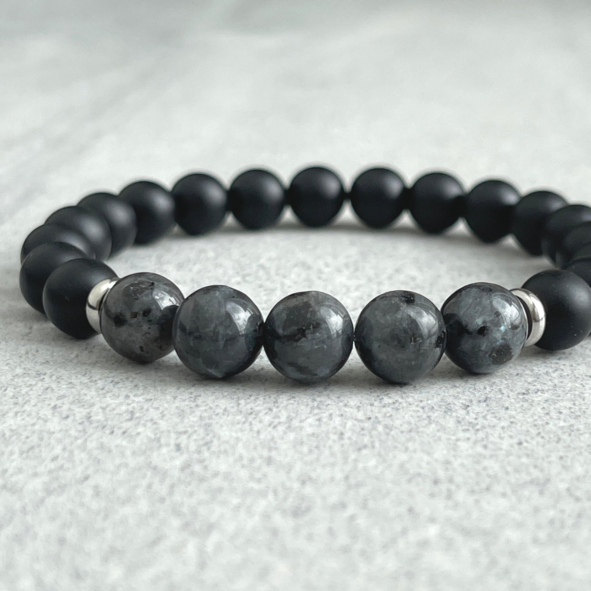 onyx beaded stretch bracelet