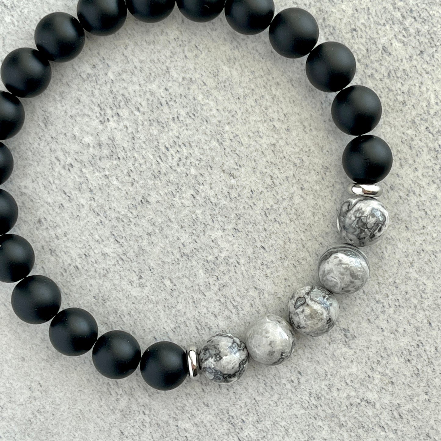 onyx beaded stretch bracelet for everyday wear