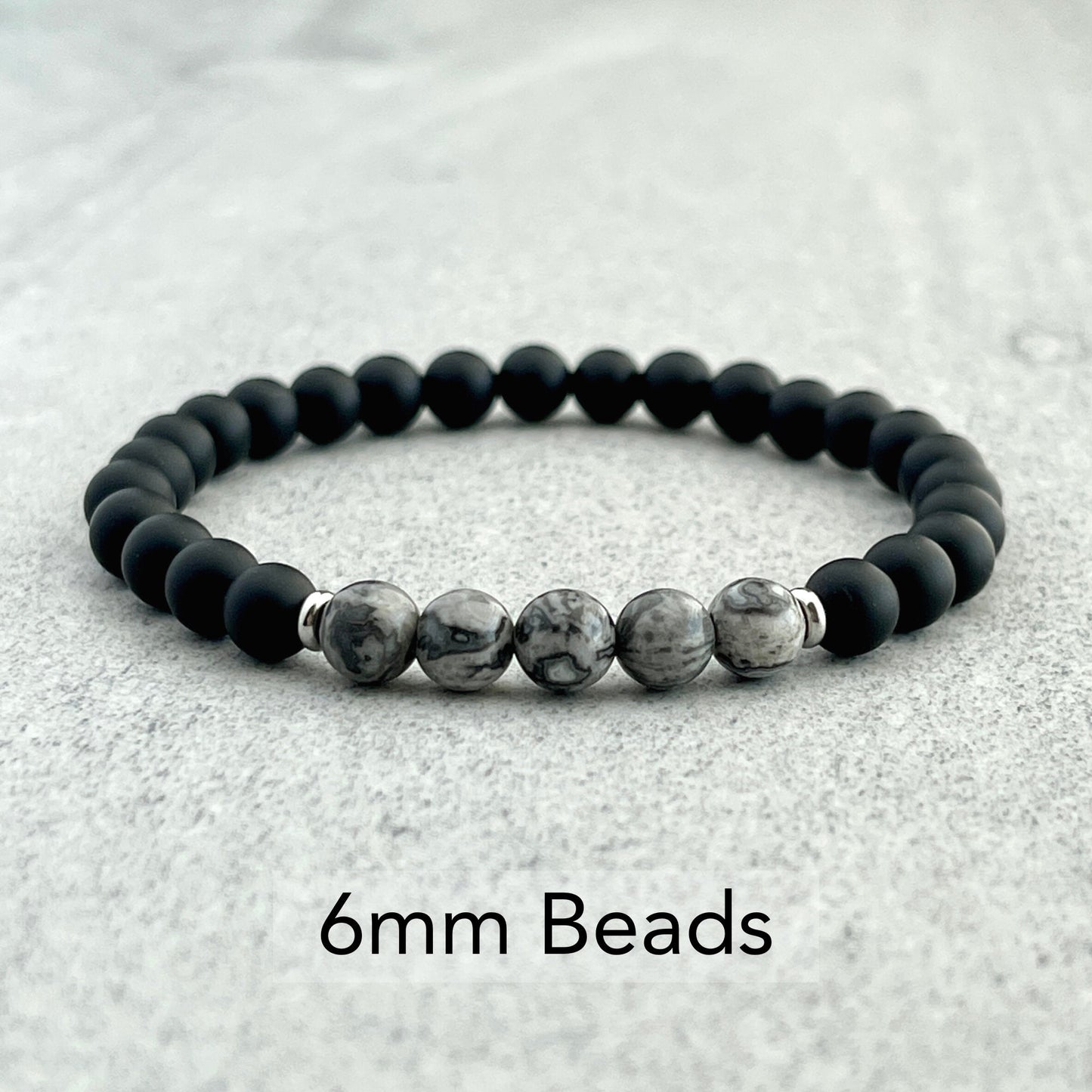 Unique onyx beaded stretch bracelet