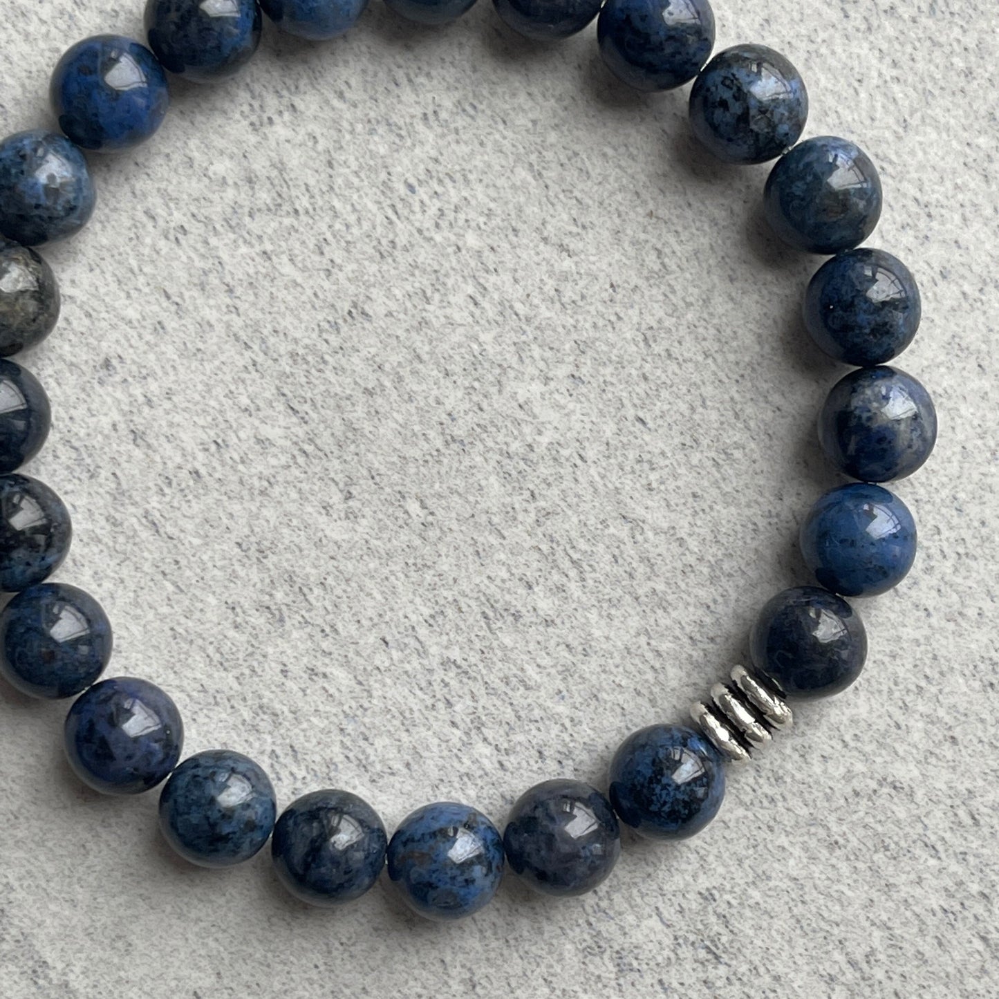 dumortierite with sterling silver beaded bracelet for men